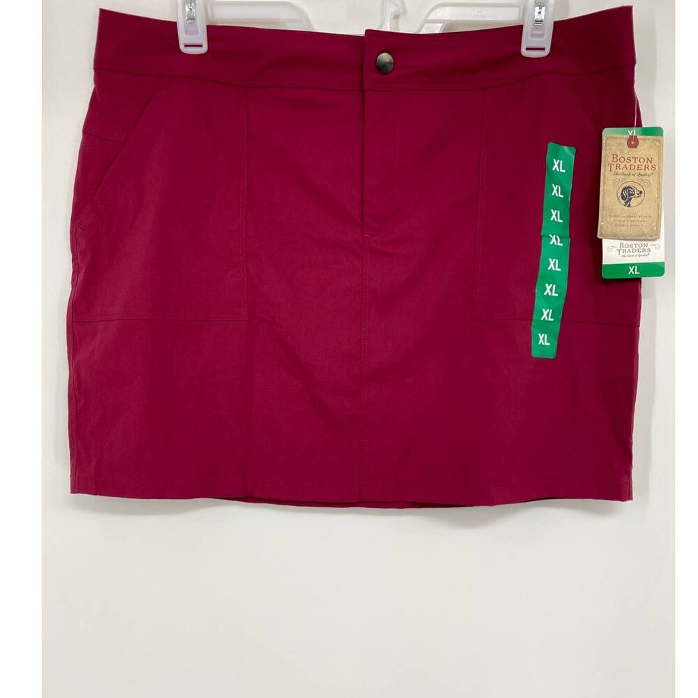 Boston Traders Womens Red Straight Mini Cargo Skirt Pencil Pockets Size XL NEW